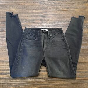 Good American Black Distressed Hem Women's Jeans